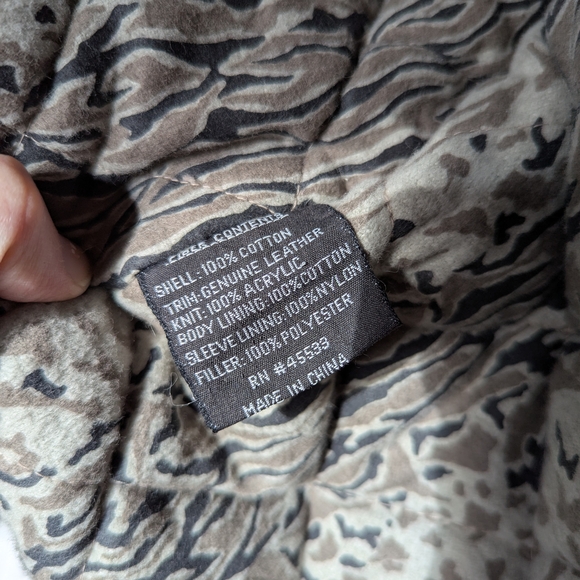 Vintage Women's Taupe Corduroy Puffer Jacket With  Leather & Knit Detailing - Picture 11 of 16